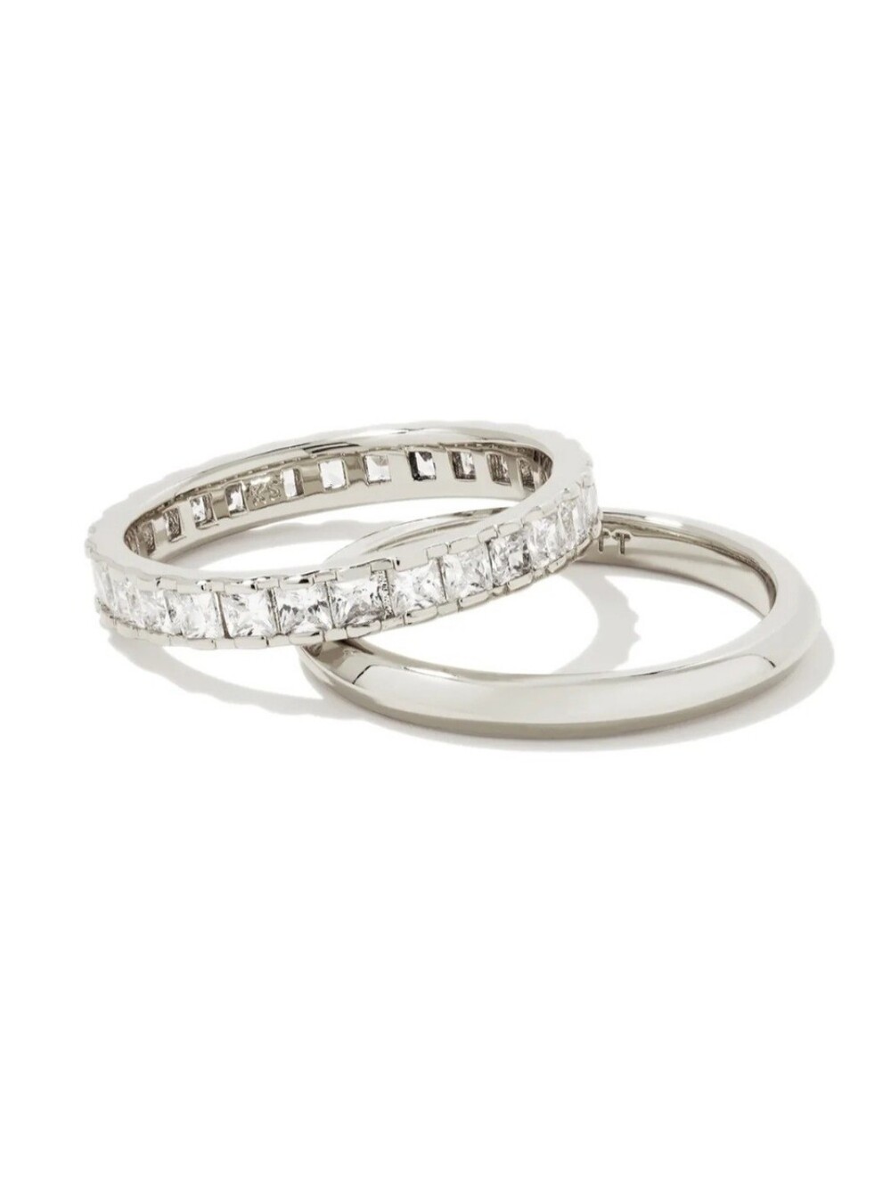Kendra Scott Ella Silver Ring Set White Crystal Size 7 NWT